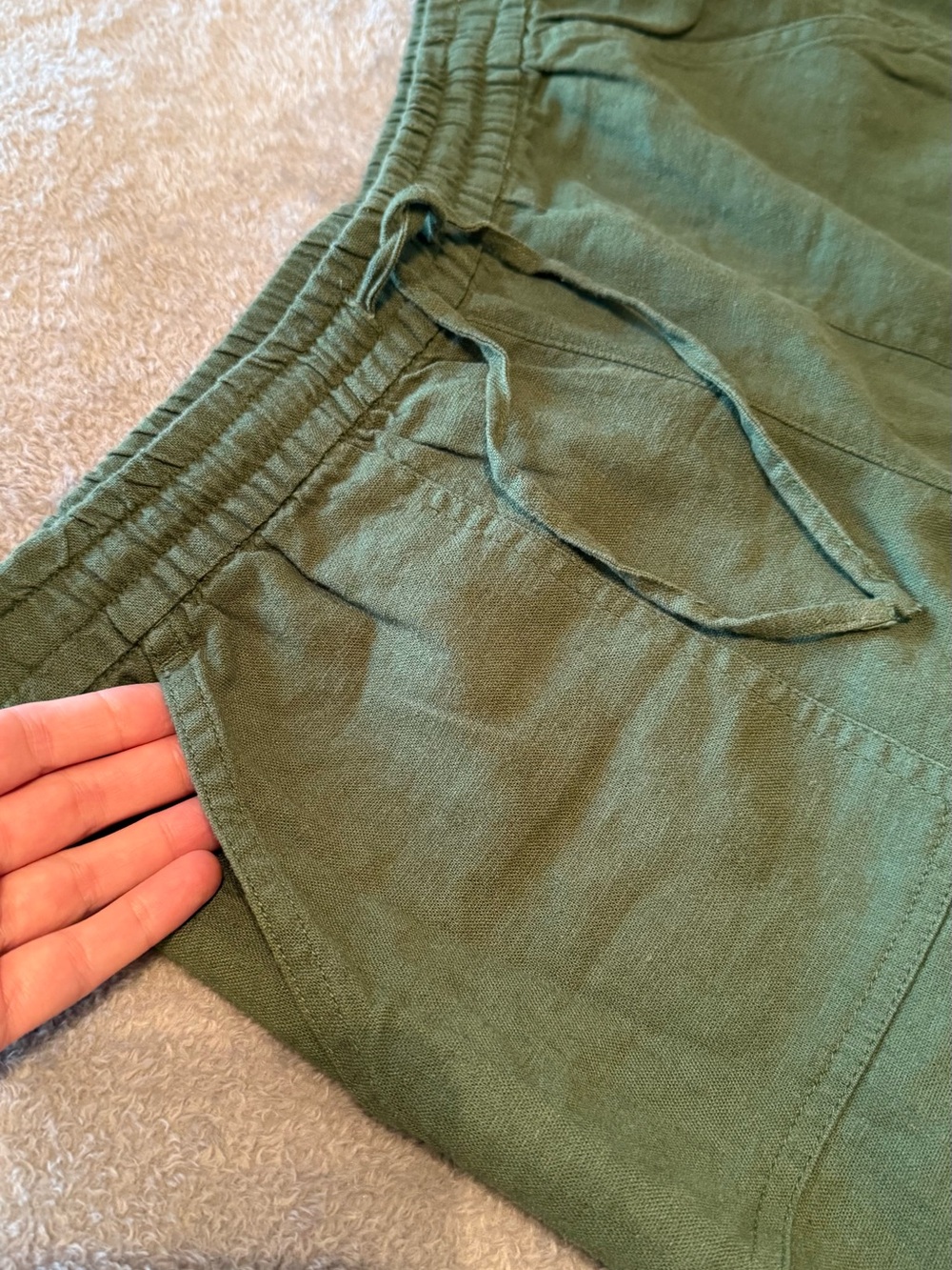 J.Crew | Olive Linen-Blend Drawstring Shorts | Size = XXS - Picture 2 of 8